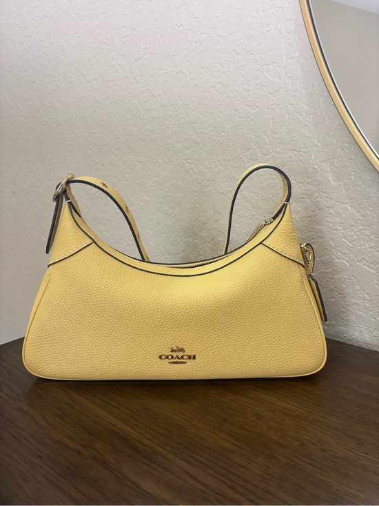 Coach Handbags - COACH Small Ella Pebbled Leather Shoulder Bag pale yellow